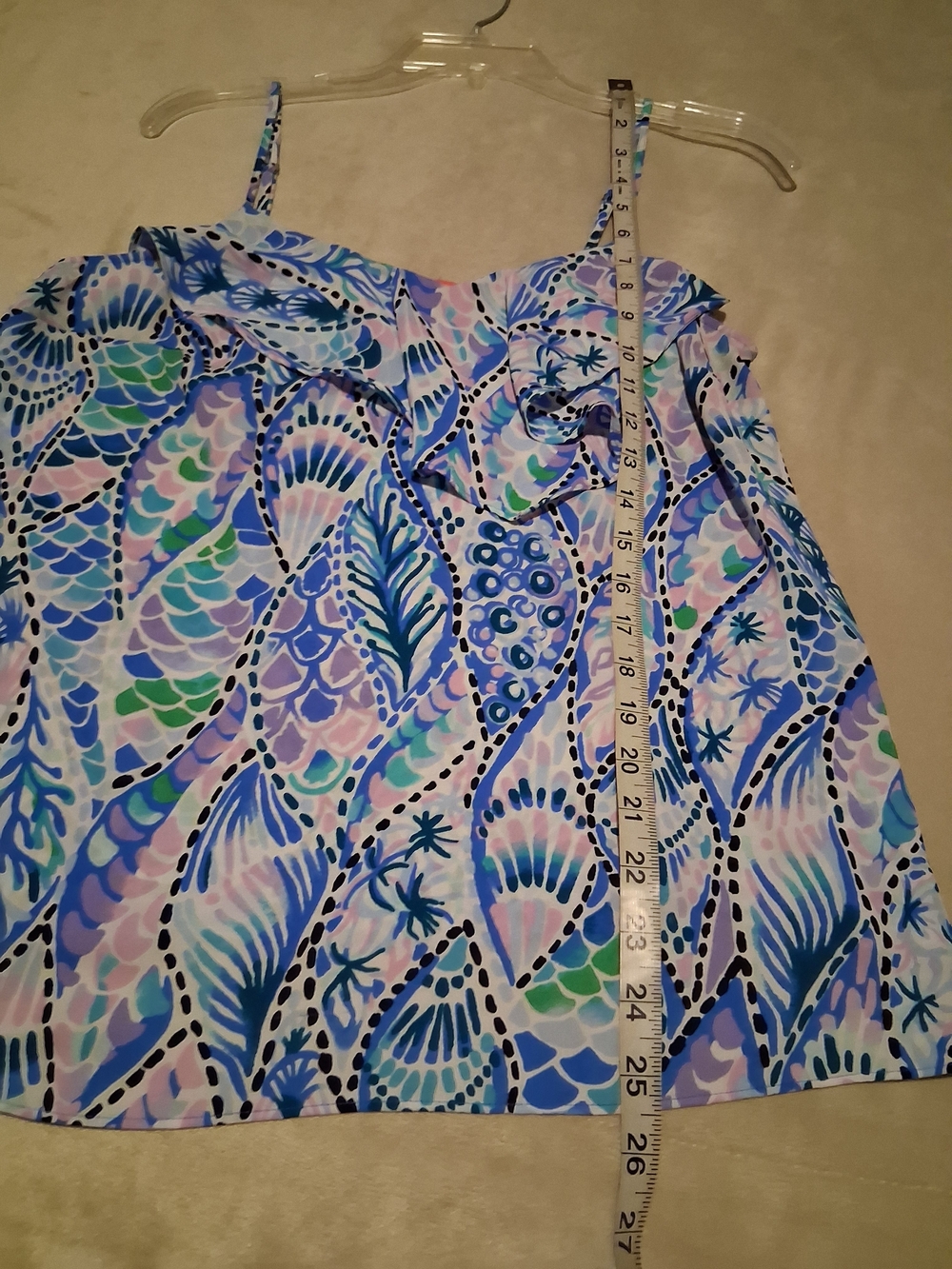 Lilly Pulitzer Blue, Pink & Green Ruffle Cami Top - Picture 5 of 7